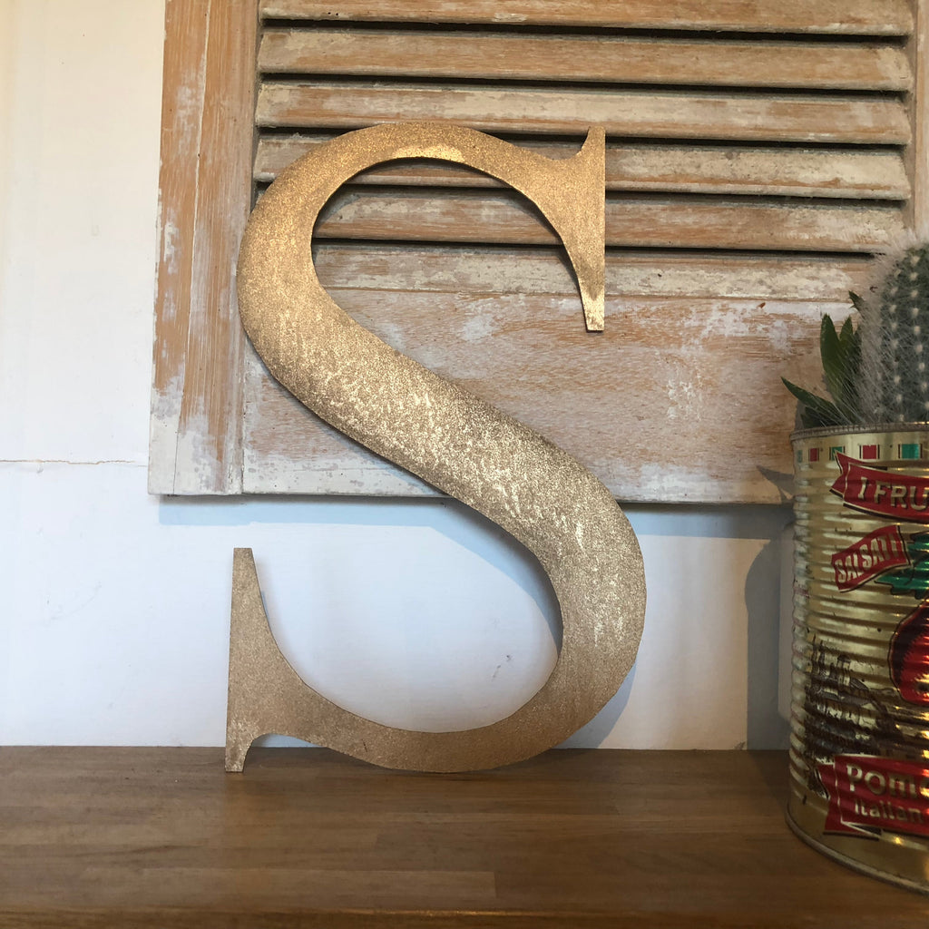 Distressed Gold Metal Letters A-Z 0-9 in 5 inch or 12 inch