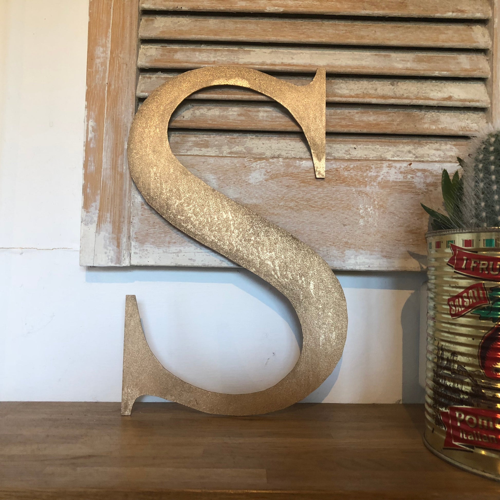 Distressed Gold Metal Letters A-Z 0-9 in 5 inch or 12 inch
