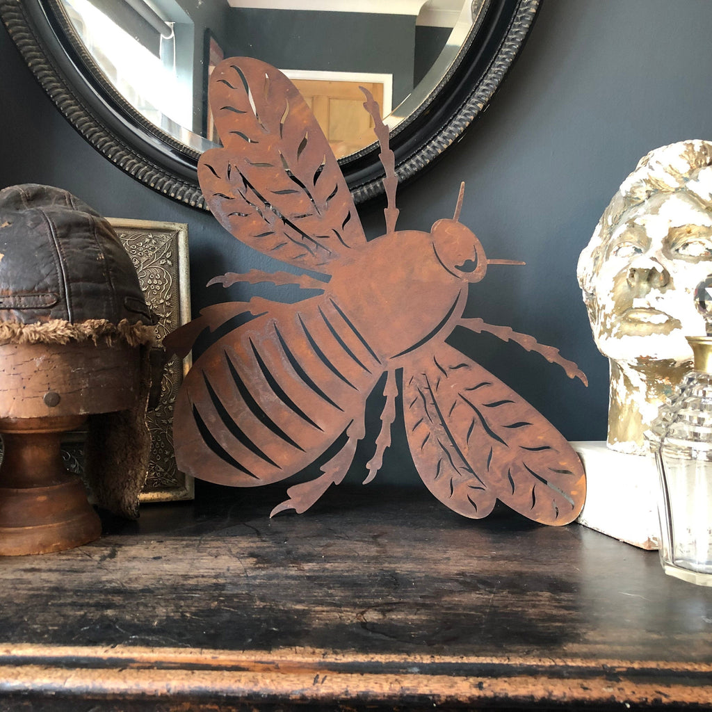 Large Rusty Metal Bee Wall Plaque