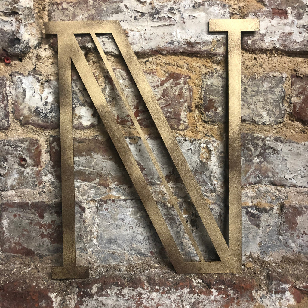 Gold Distressed Art Deco Metal Letters and Numbers 5 inch or 12 inch