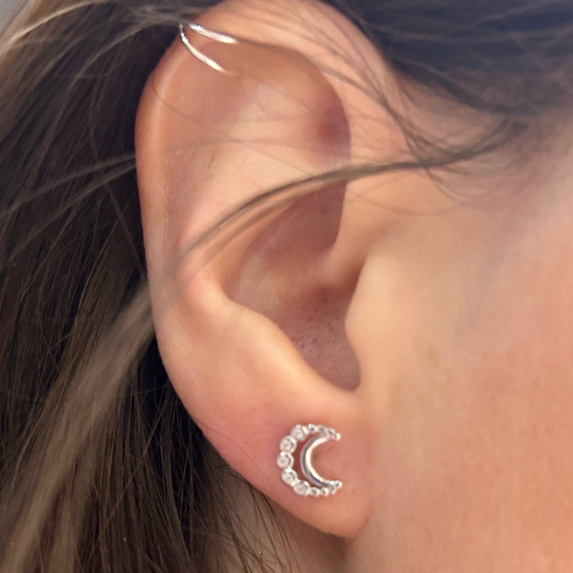 Celestial Moons Sterling Silver Studs