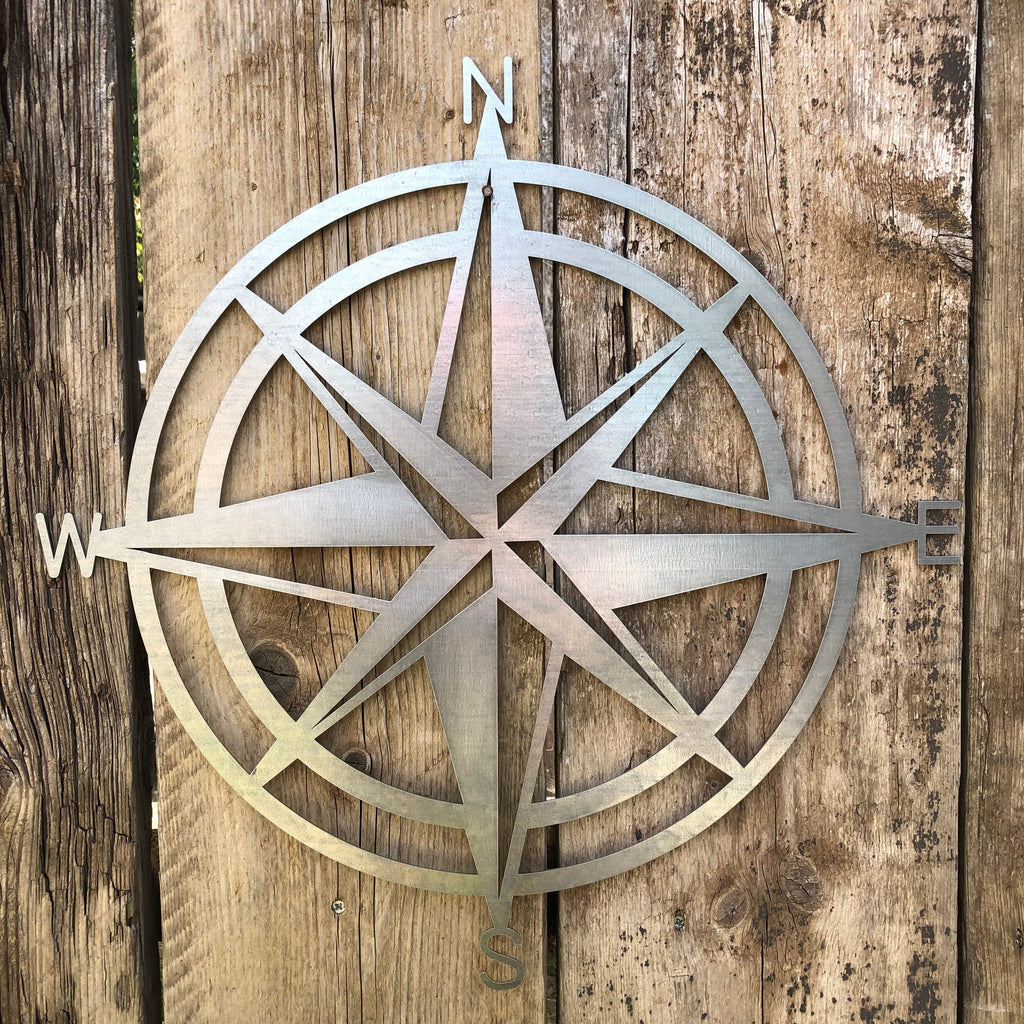 Galvanized Steel Compass Wall Decoration 50cm