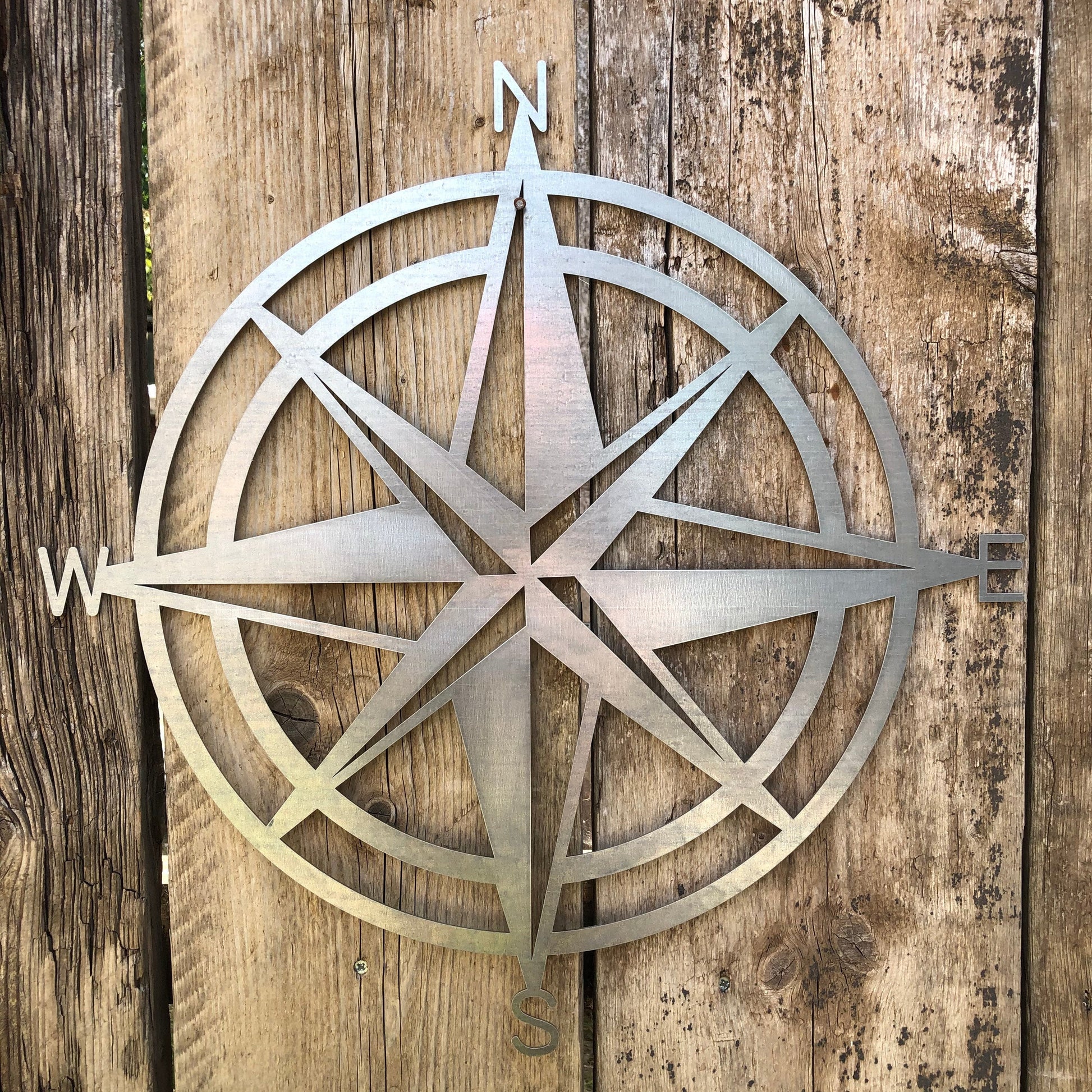 Galvanized Steel Compass Wall Decoration 50cm