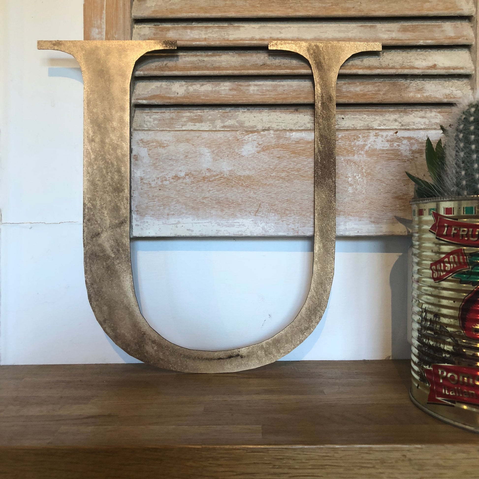 Distressed Gold Metal Letters A-Z 0-9 in 5 inch or 12 inch