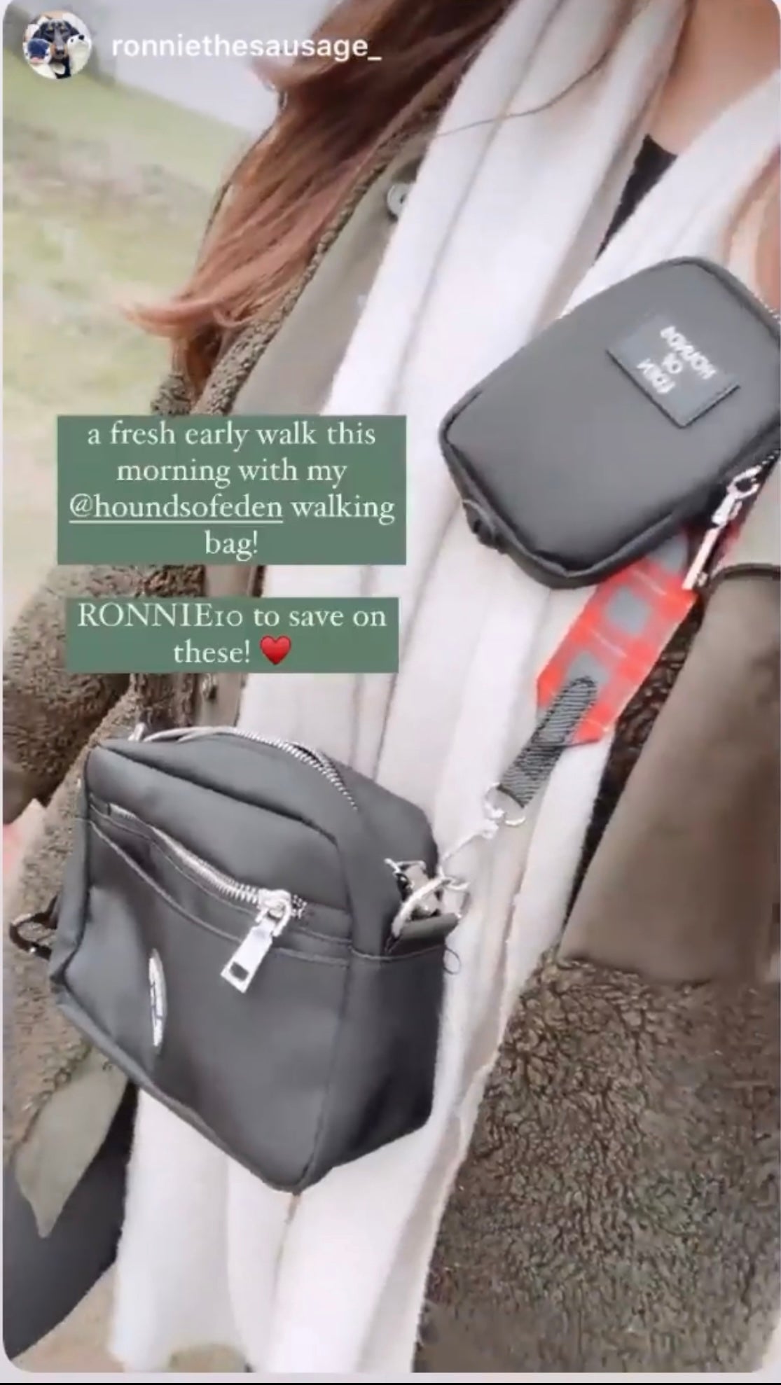 Dog Walking Bag - Black - Silver Hardware *BAG ONLY*