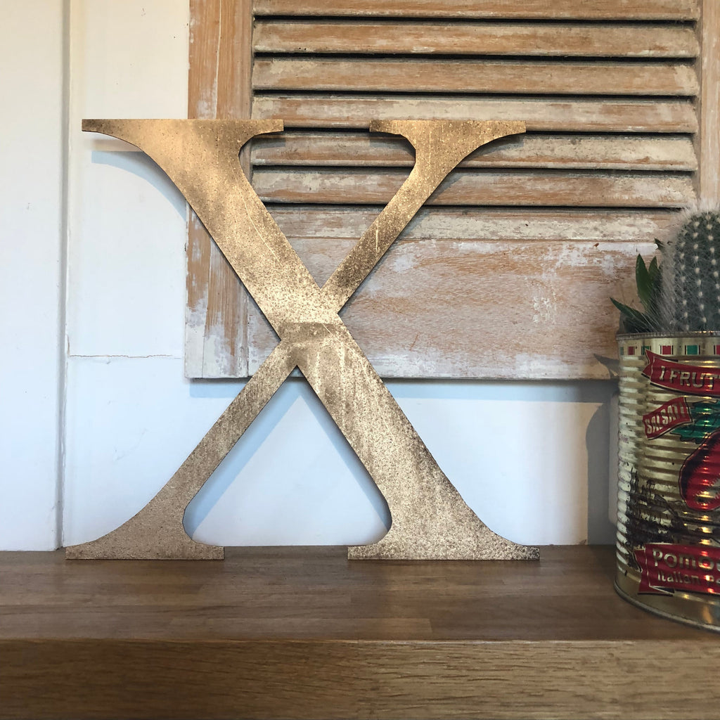 Distressed Gold Metal Letters A-Z 0-9 in 5 inch or 12 inch