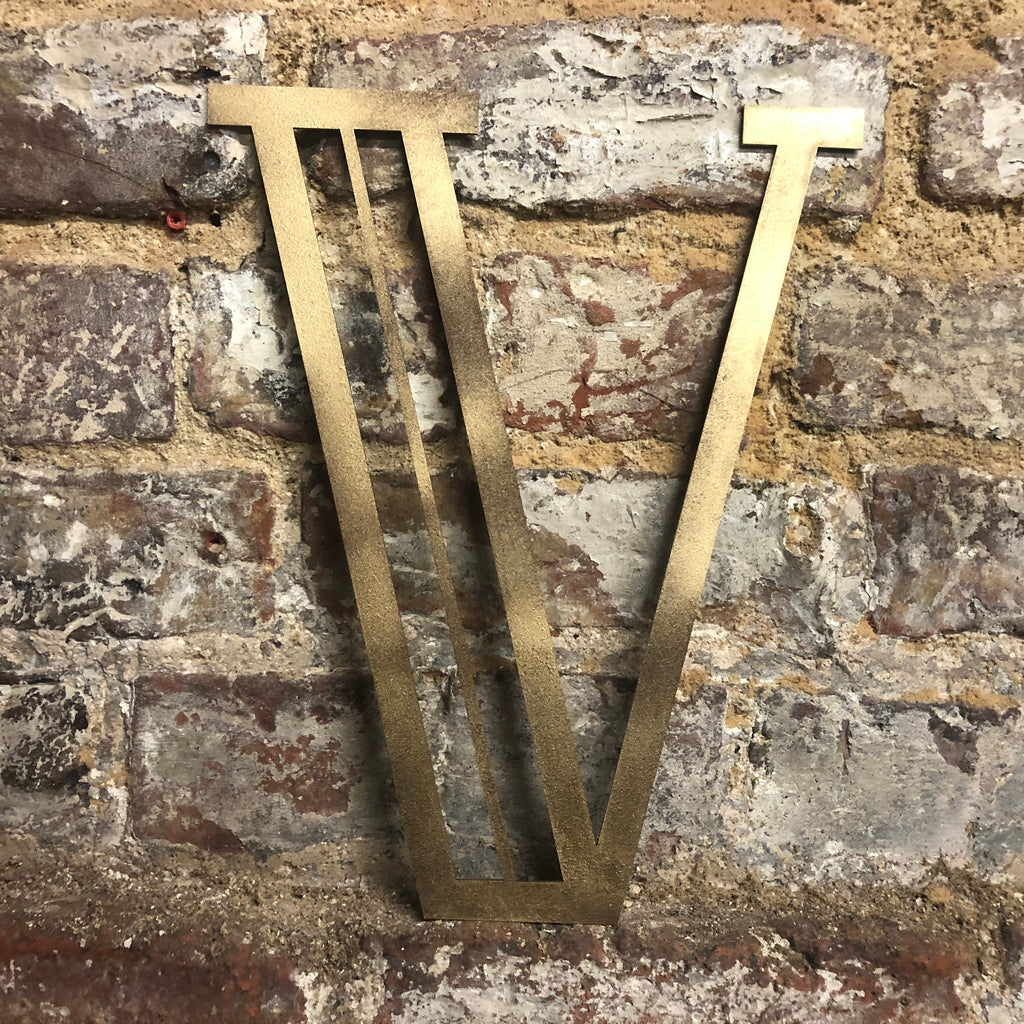 Gold Distressed Art Deco Metal Letters and Numbers 5 inch or 12 inch