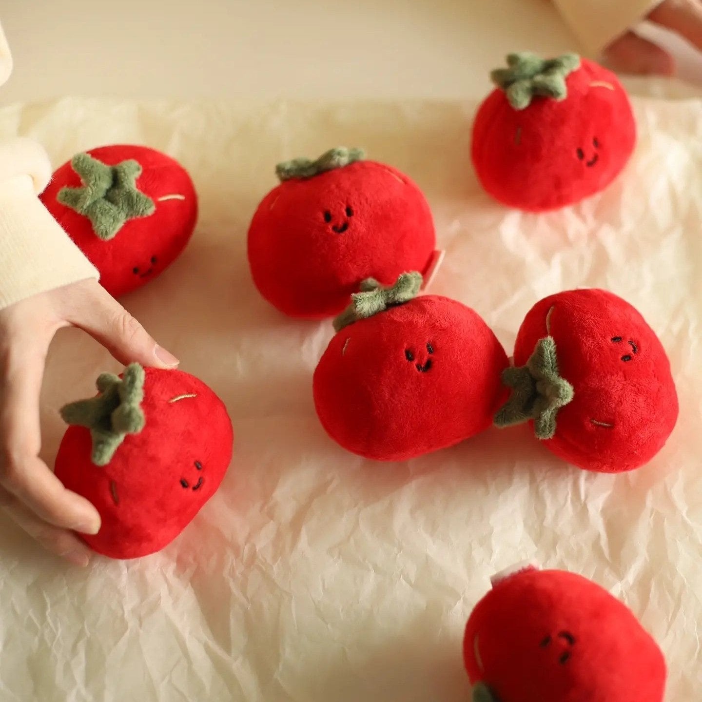 Tomato Plush Bag Charm in Red and Green
