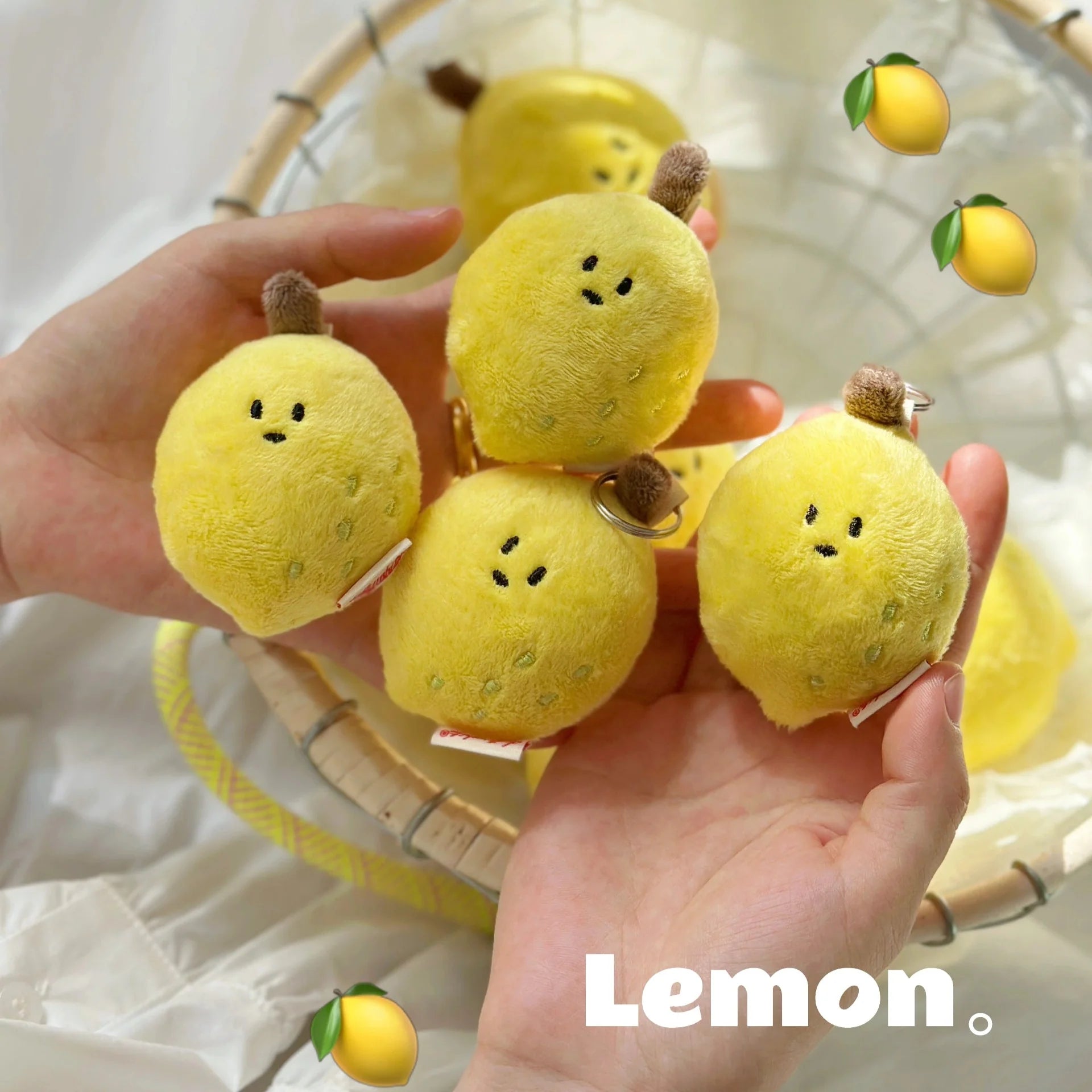 Lemon Plush Bag Charm in Vibrant Yellow