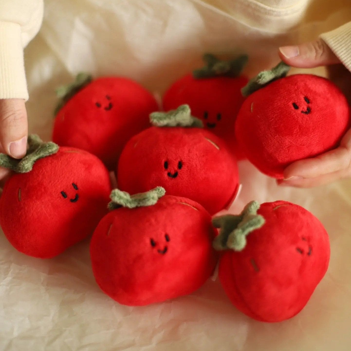 Tomato Plush Bag Charm in Red and Green