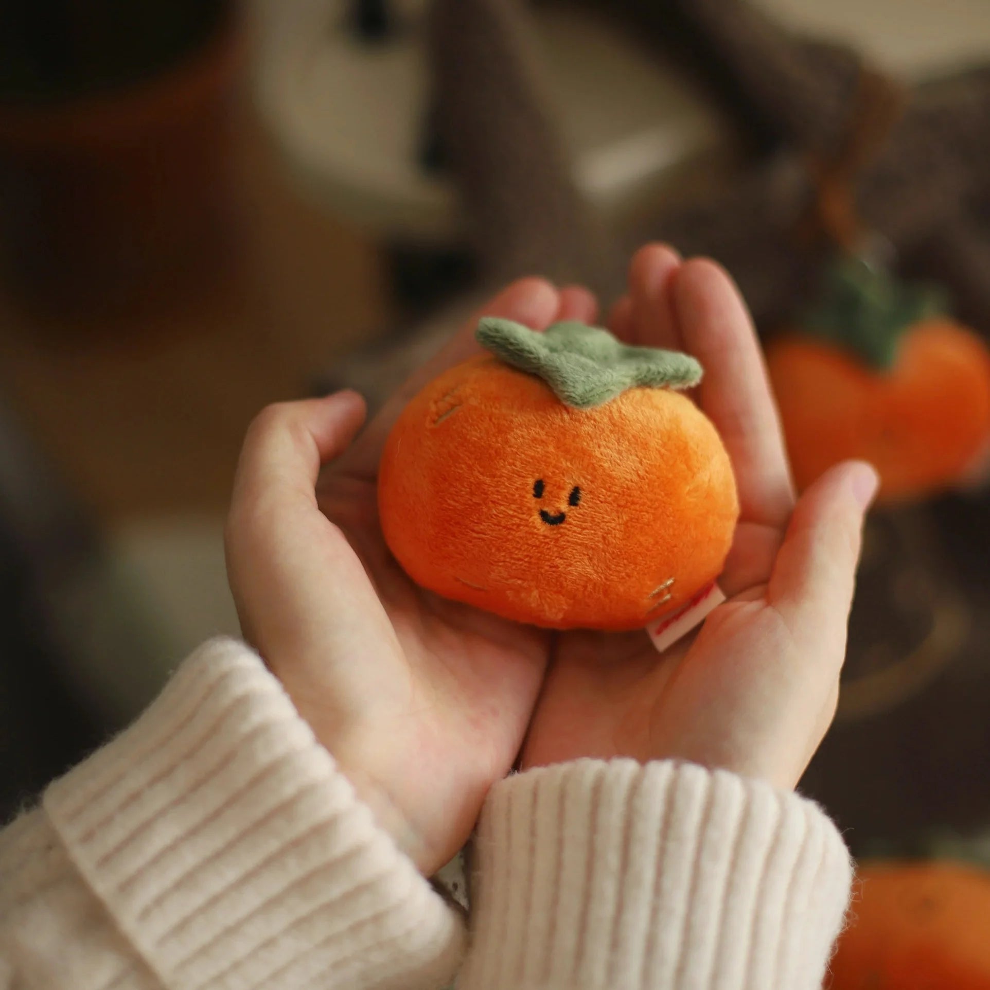 Persimmon Plush Bag Charm in Vibrant Orange