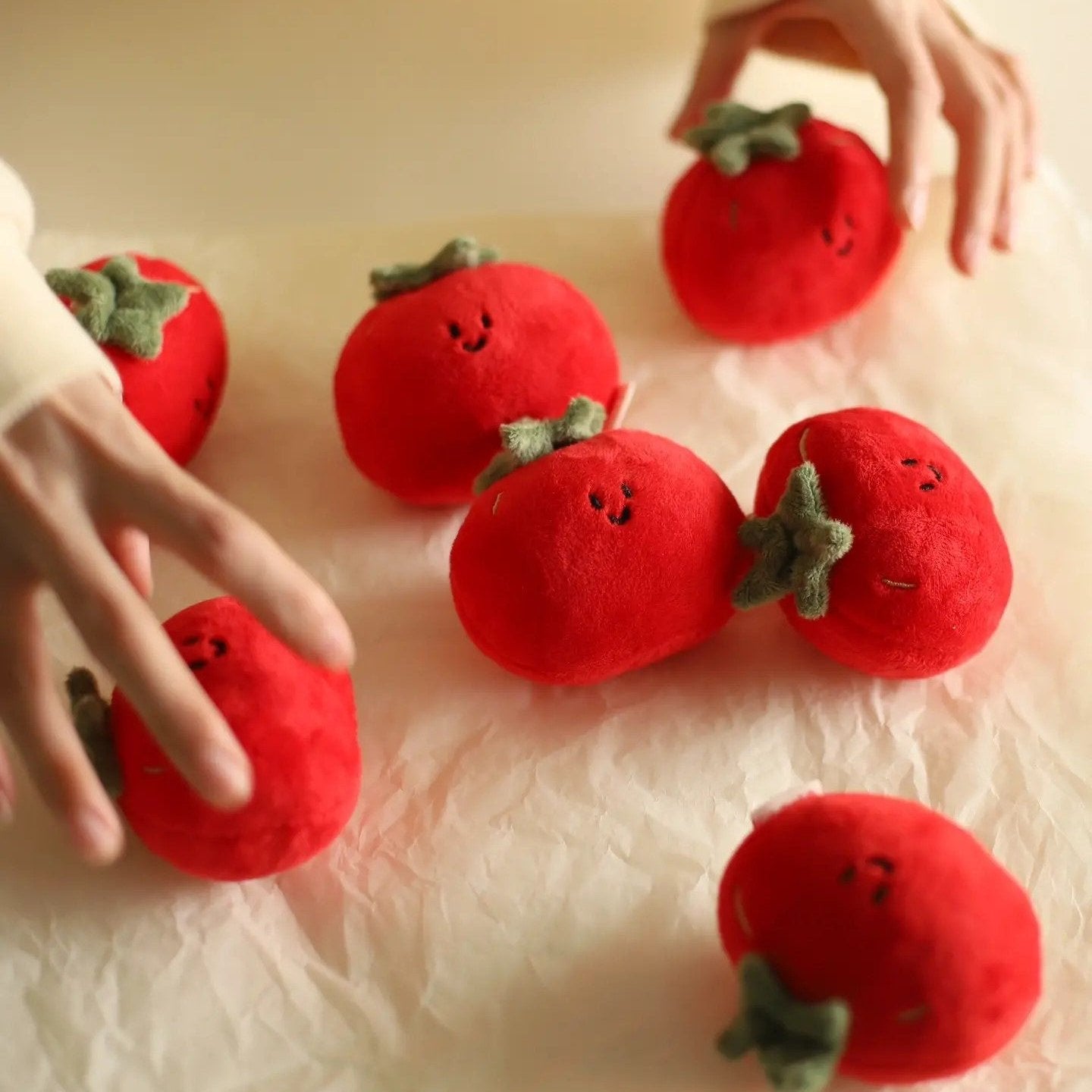 Tomato Plush Bag Charm in Red and Green