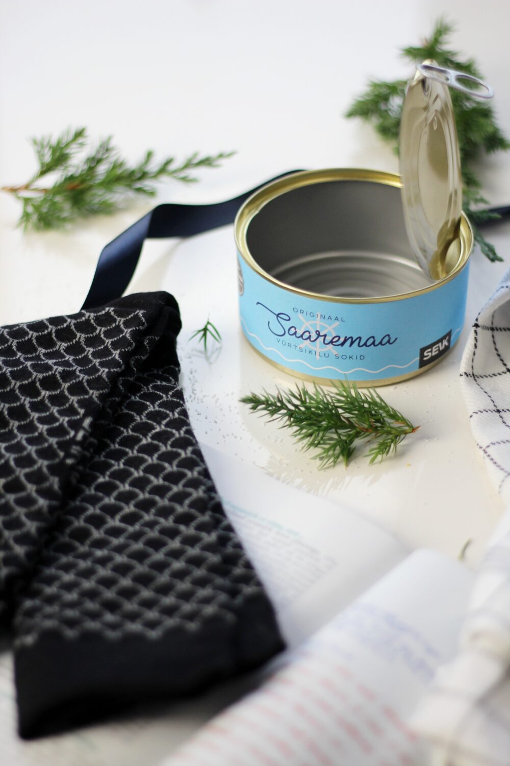 a close-up of saaremaa spiced herring socks on feet, showing the soft cotton texture and secure fit for all-day wear