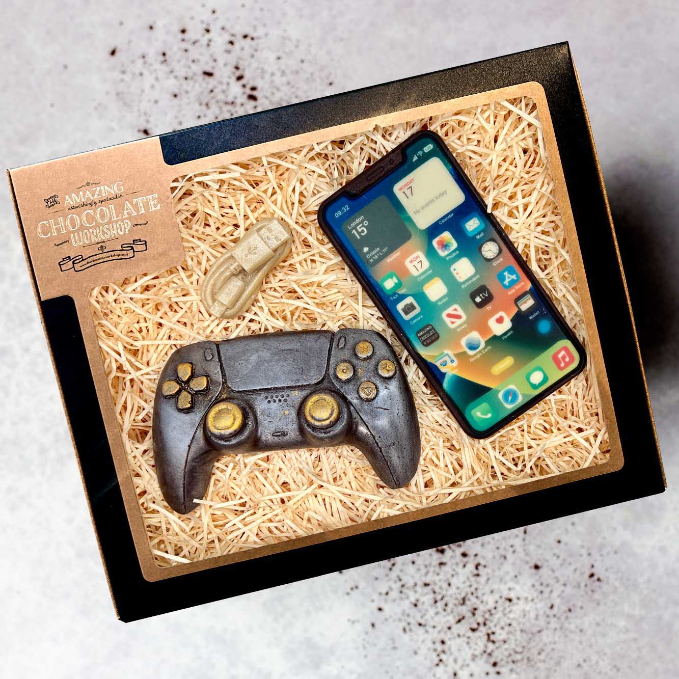 Chocolate iPhone Games Controller and USB Charger Cable Gift Set