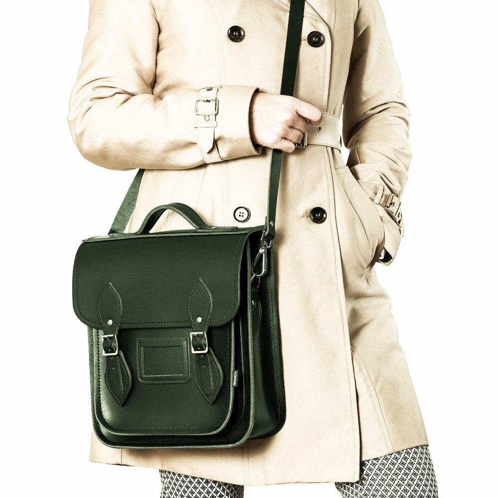 Handmade Leather City Backpack in Ivy Green