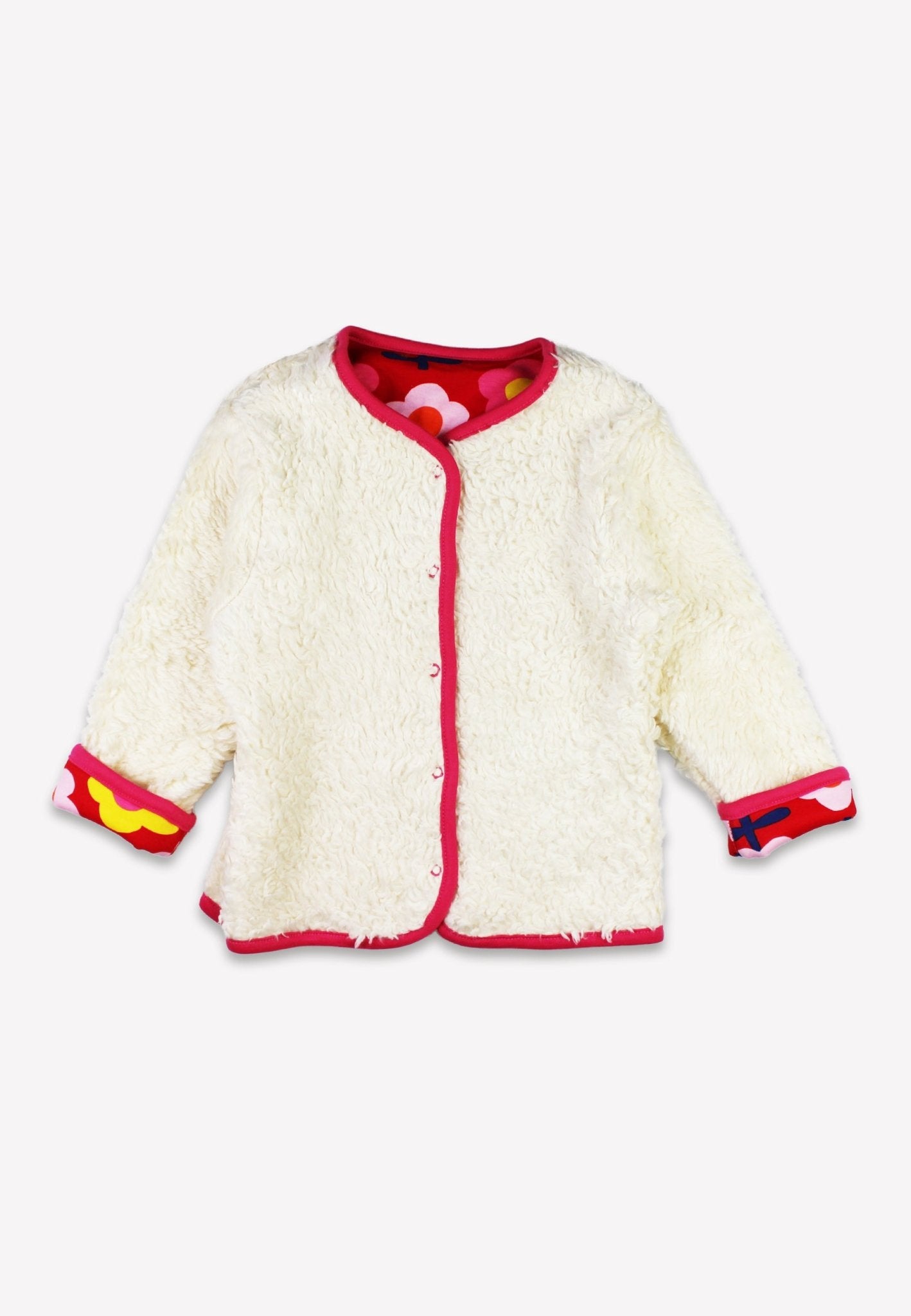 Organic Pink Flower Print Reversible Jacket for Kids