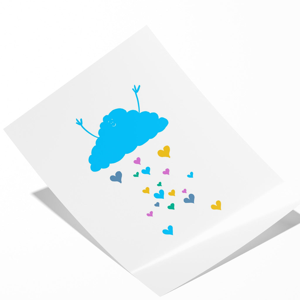 Joyful Rain Cloud Illustrated Cute Wall Art Print