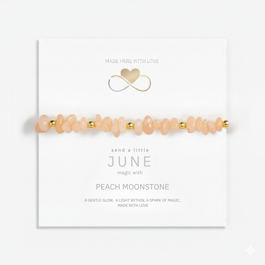 Peach Moonstone Bracelet Handmade with Sterling Silver or Gold Vermeil