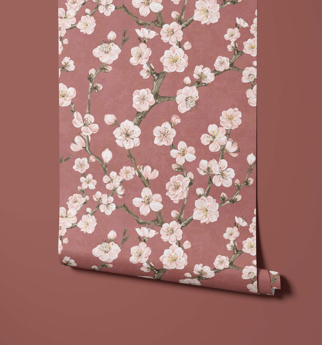 Junta Blossom Wallpaper with Hand Painted Effect