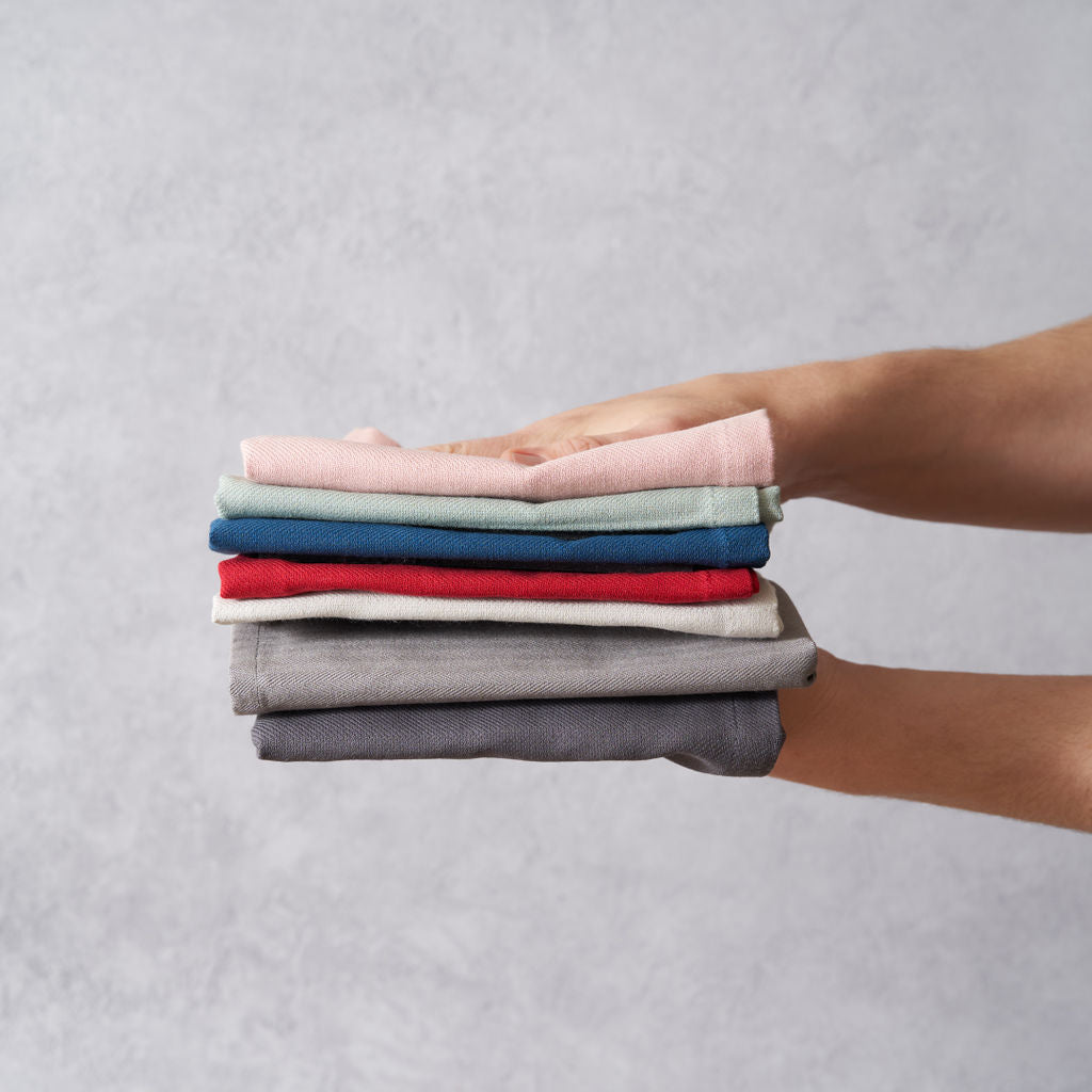 Organic Cotton Tea Towels Set of 2 Herringbone Weave