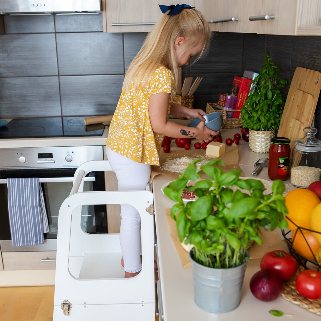 2-in-1 Convertible Kitchen Tower – Safe & Versatile for Kids by Montessori House Bed at www.brixbailey.com