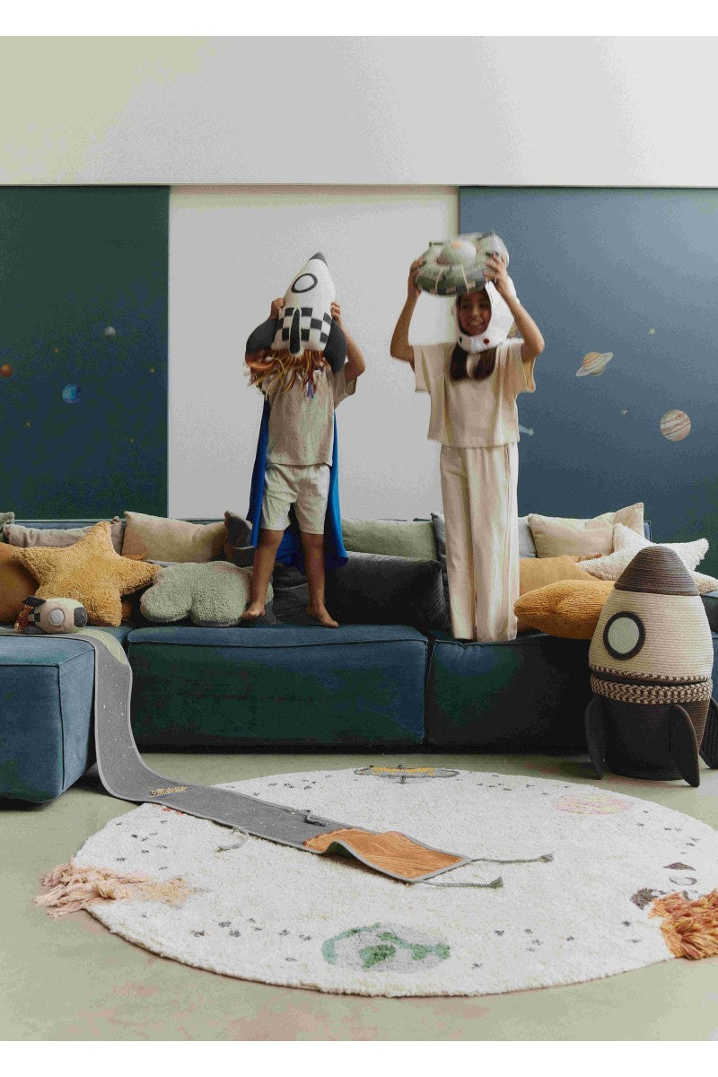 Cosmic Knit Pillow with Colorful Fringes - Cozy & Stylish Decor Accents by Lorena Canals at www.brixbailey.com