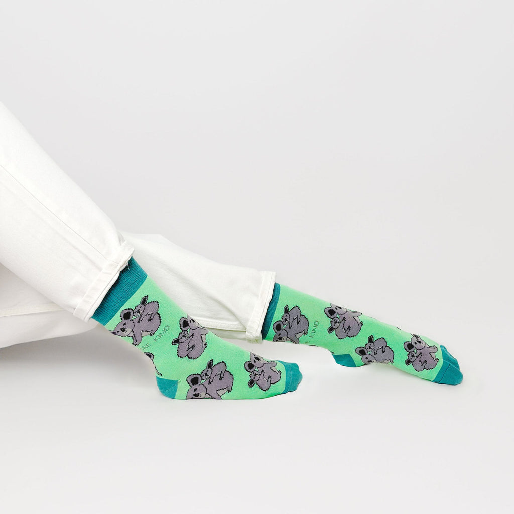 Save the Koalas Bamboo Socks in Mint Green