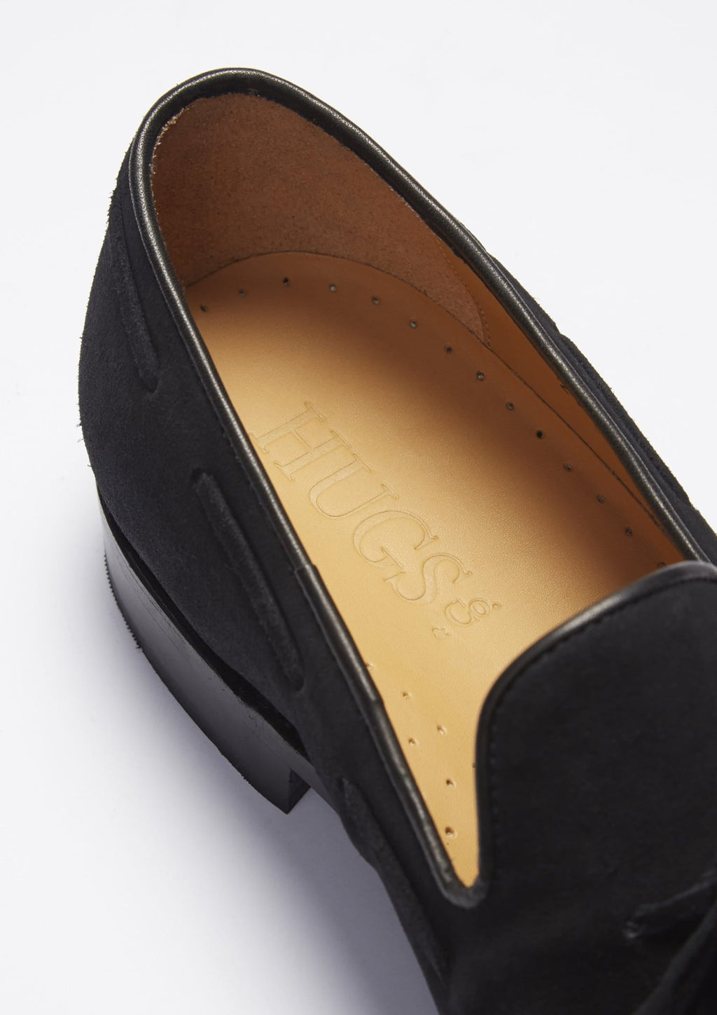 Black Suede Laced Loafers with Welted Leather Sole
