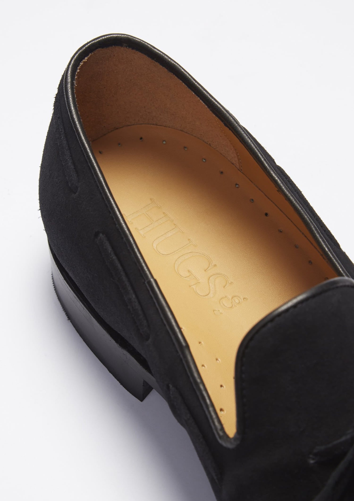 Black Suede Laced Loafers with Welted Leather Sole