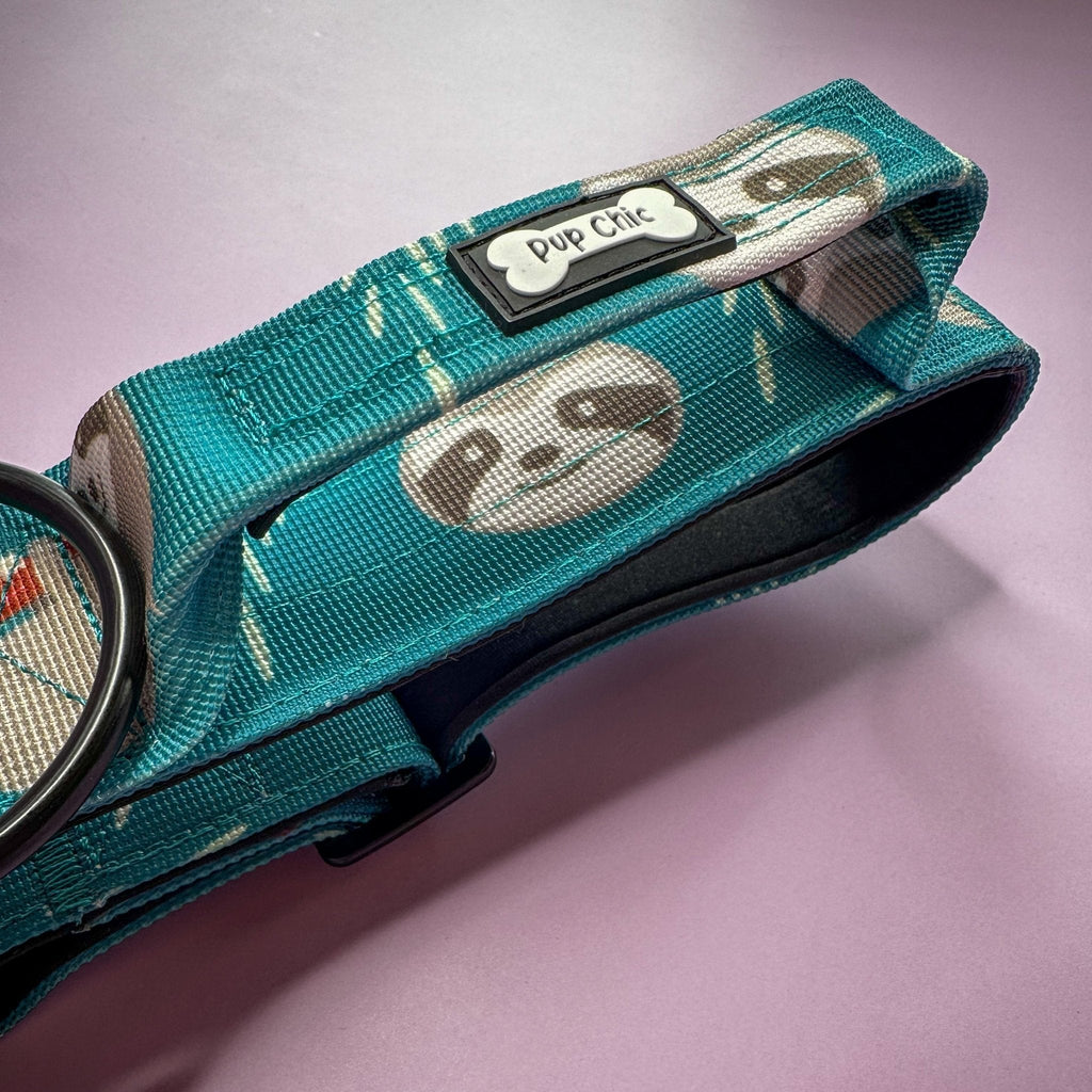 Lazy Sloth Tactical Dog Collar with Handle for Large Dogs