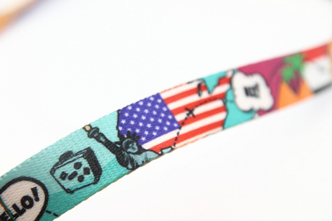 close-up of the durable carabiner clip on a travel leash for dogs