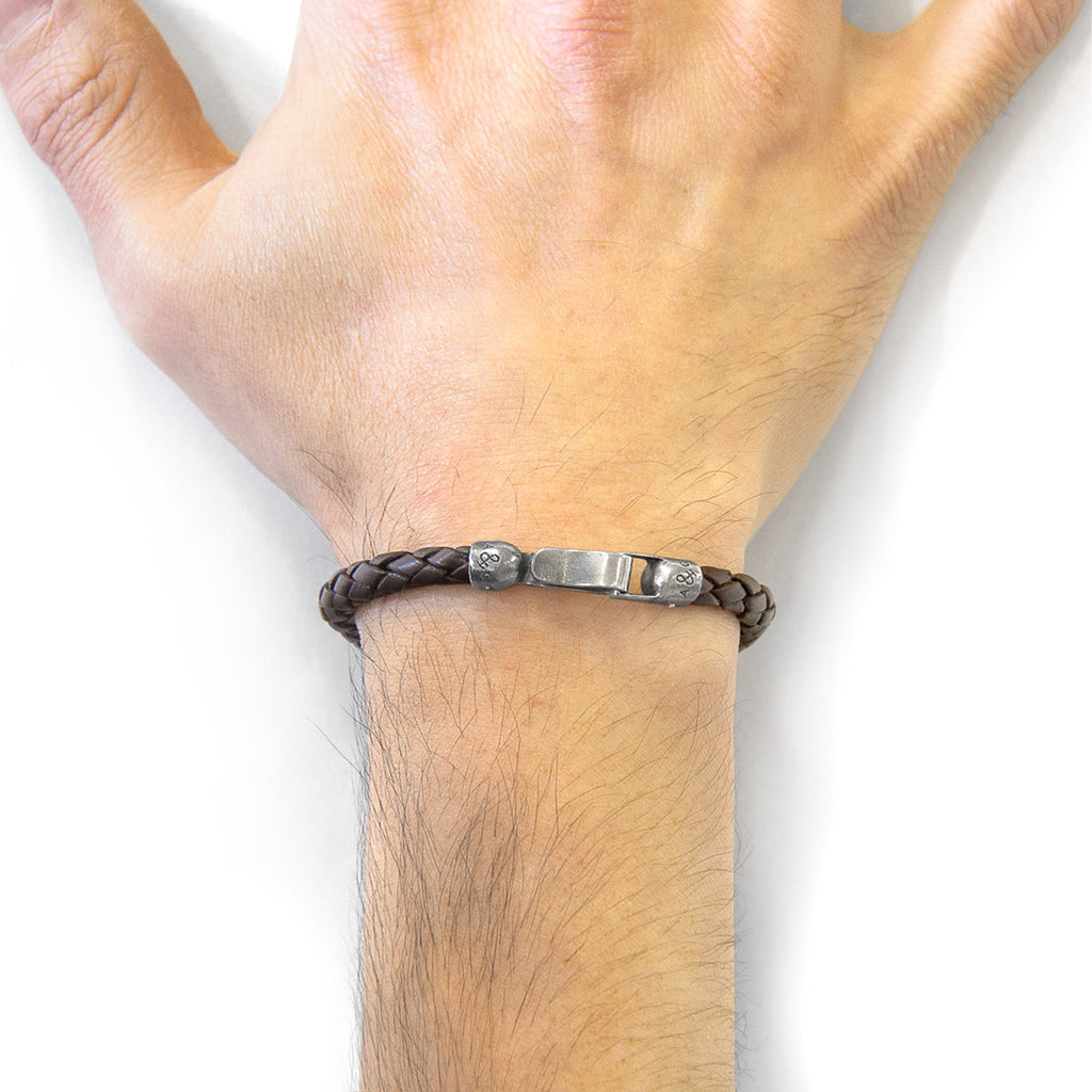 Discover Elegance with the Silver and Braided Leather Bracelet by ANCHOR & CREW at www.brixbailey.com