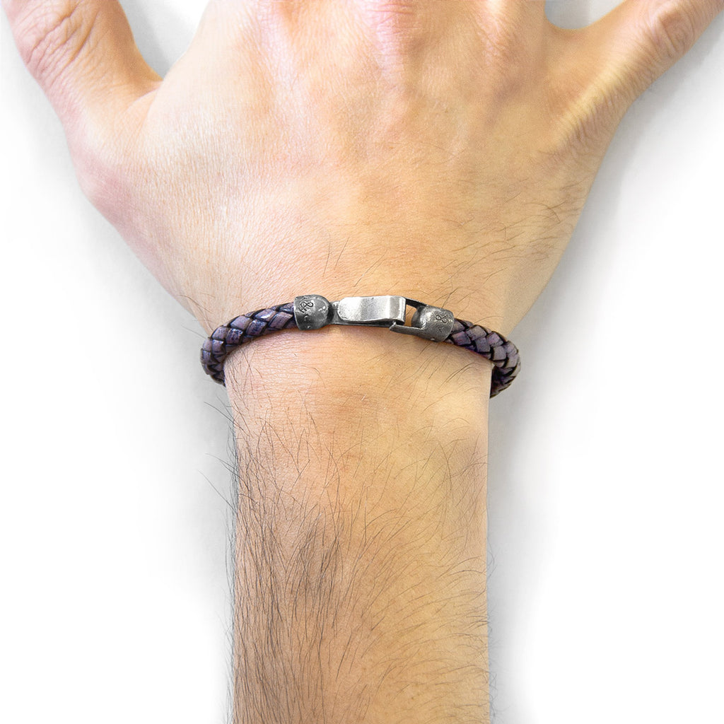 Timeless Elegance with the Silver and Braided Leather Bracelet by ANCHOR & CREW at www.brixbailey.com