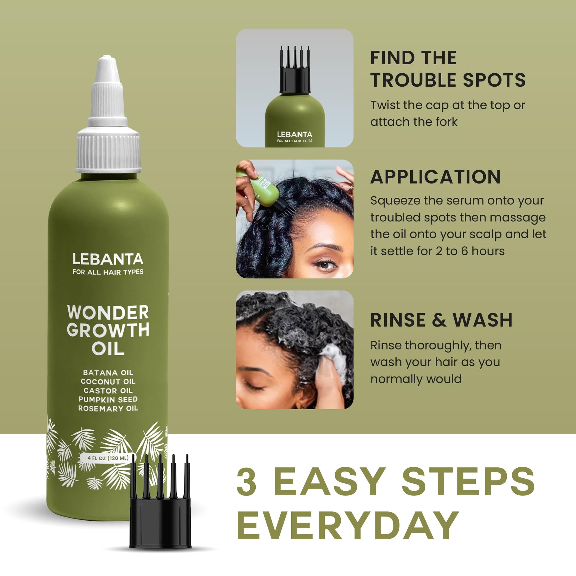 Batana Oil for Hair Growth with Castor, Pumpkin Seed, Coconut and Rosemary