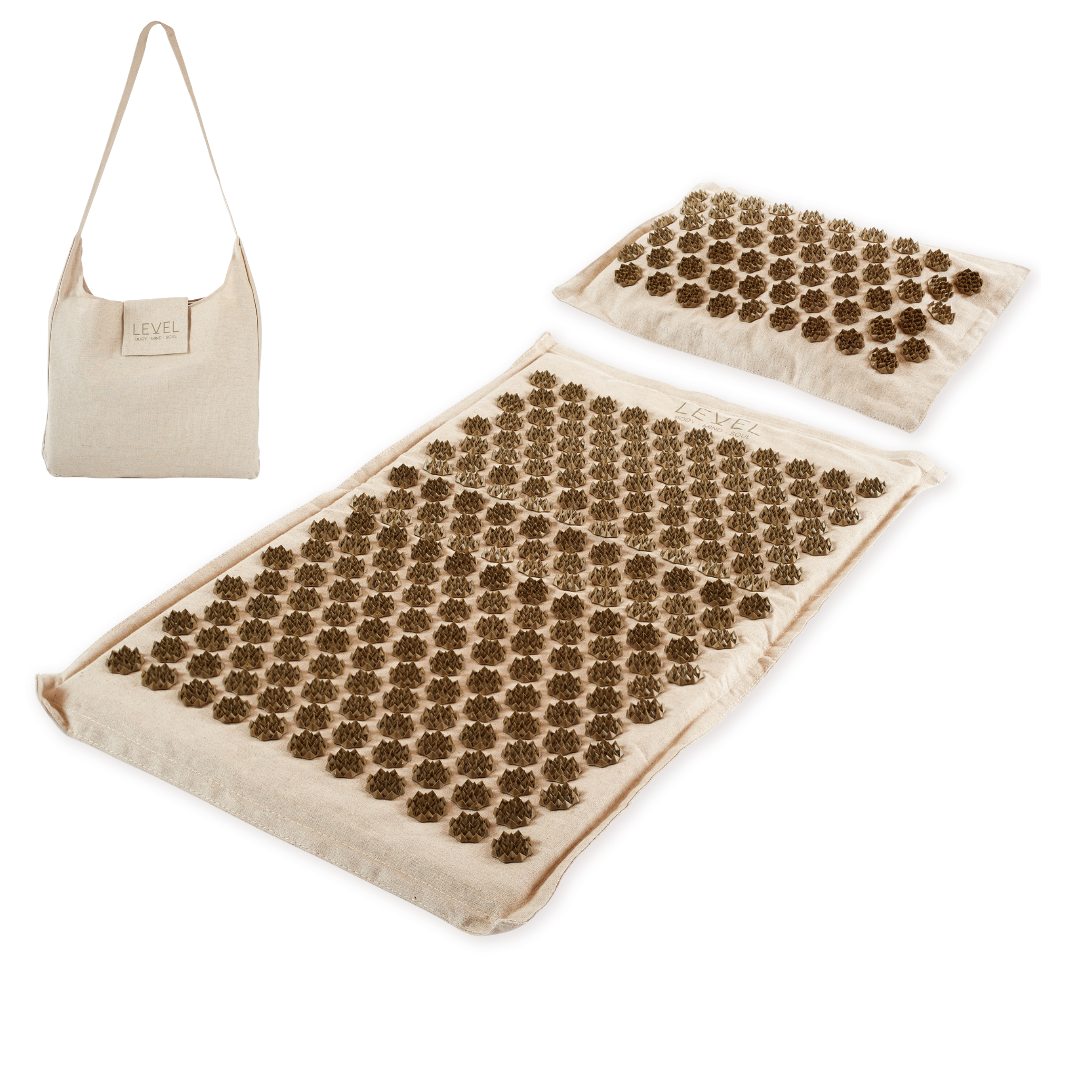 Premium Linen and Coconut Acupressure Mat and Pillow with Carry Bag