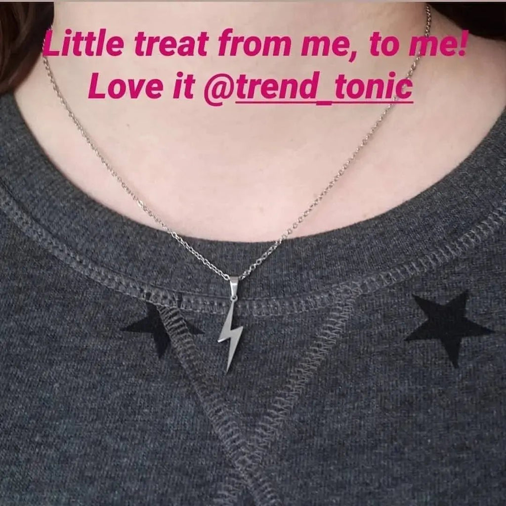 Lightning Bolt Necklace in Gold Silver and Rose Gold