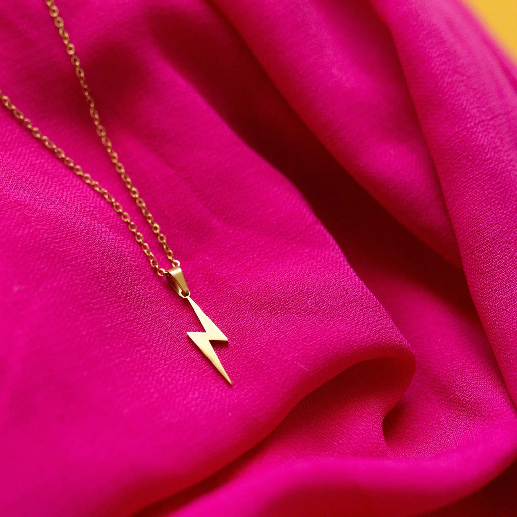 Lightning Bolt Necklace in Gold Silver and Rose Gold