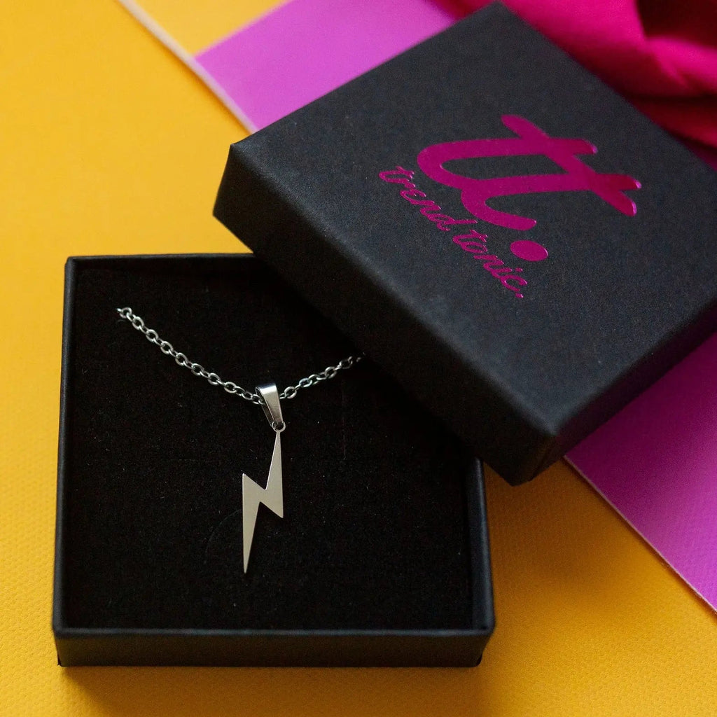 Lightning Bolt Necklace in Gold Silver and Rose Gold
