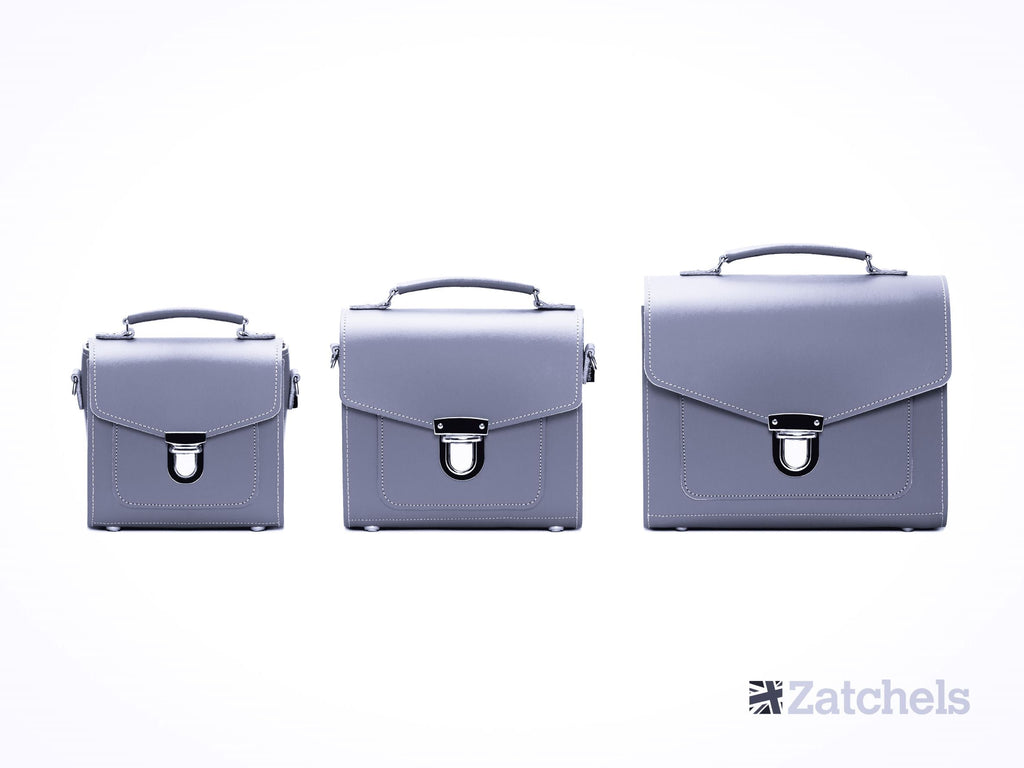 Handmade Leather Sugarcube Handbag in Lilac Grey