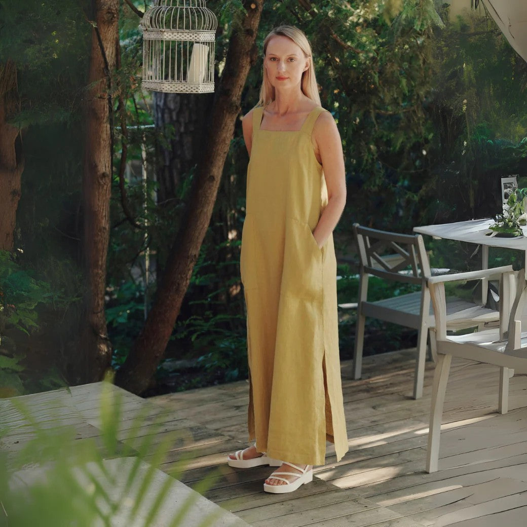 Effortless Elegance with the Fugue Linen Dress by Linen Tales at www.brixbailey.com
