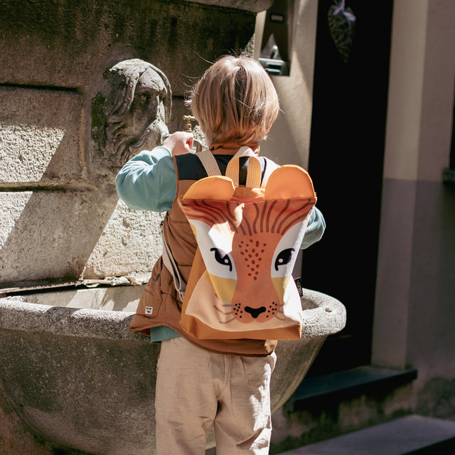 Lion-Themed LINEN Toddler Backpack – Fun & Functional by Muni at www.brixbailey.com