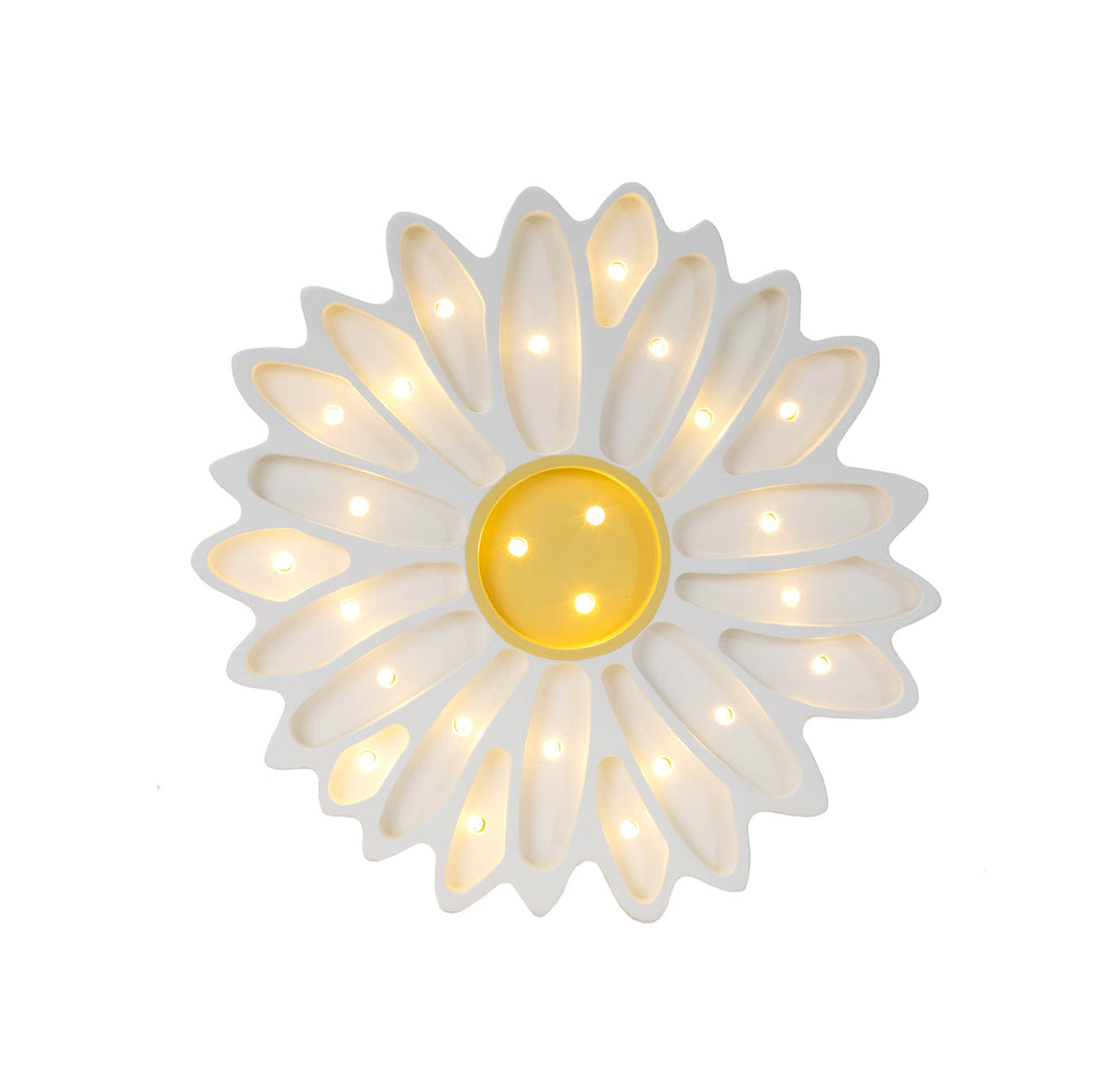 close-up of the daisy lamp's solid pinewood construction and adjustable dimmer switch