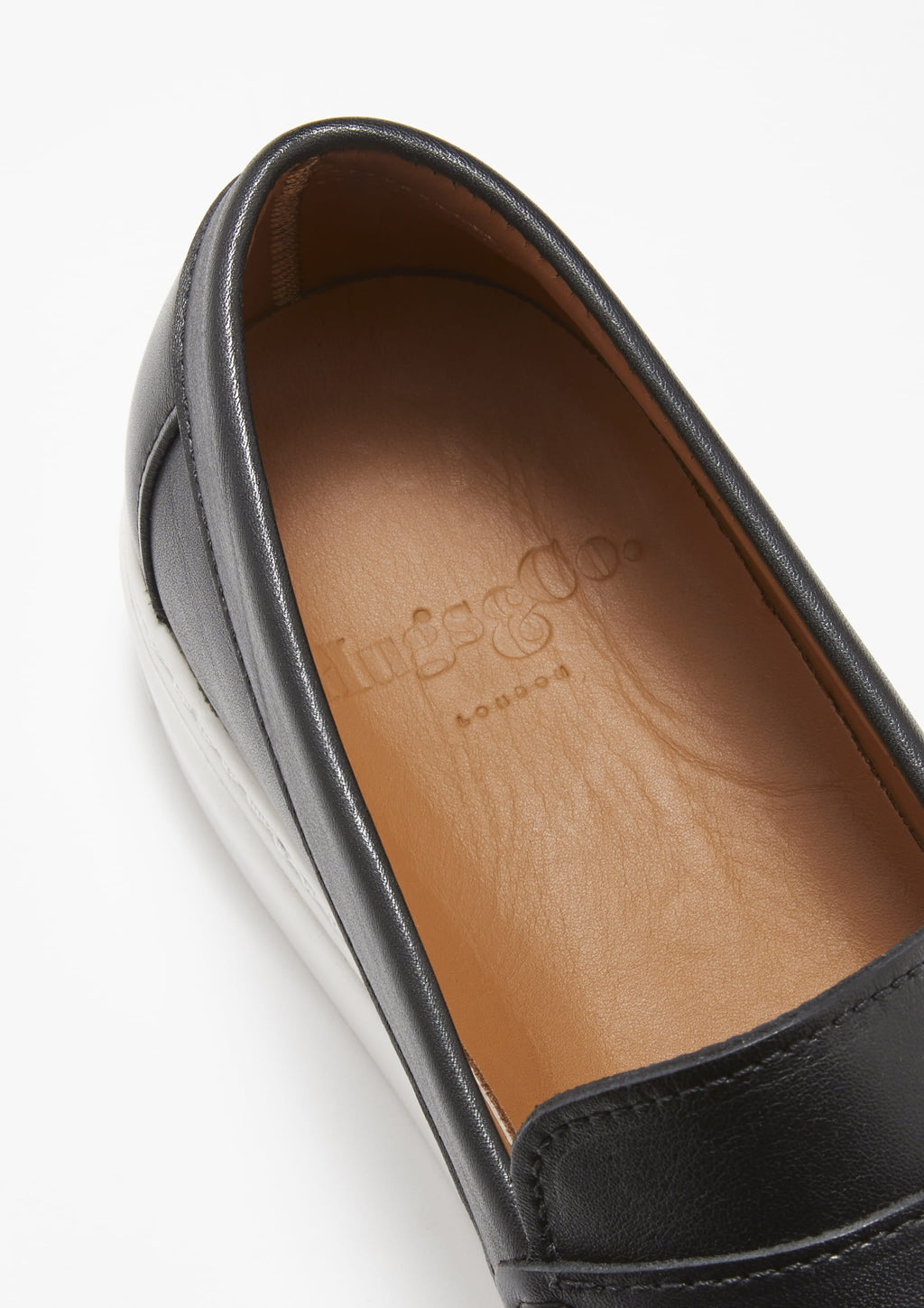 Black Leather Slip On Sneaker Loafers for Men