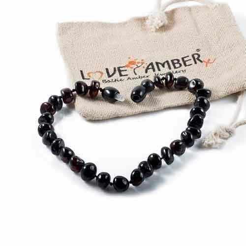 Dark Cherry Polished Baltic Amber Anklet for Adults