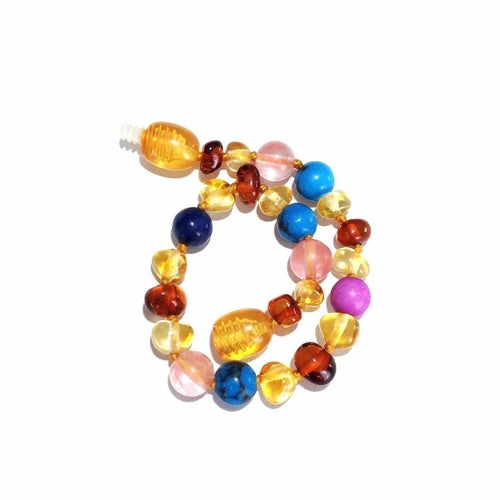 Child Blossom Howlite Lapis Lazuli Quartz Honey Baltic Amber Anklet Bracelet
