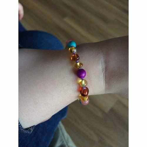 Child Blossom Howlite Lapis Lazuli Quartz Honey Baltic Amber Anklet Bracelet