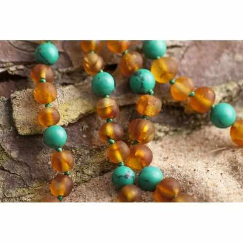 Child Bluebird Raw Honey Baltic Amber and Blue Howlite Anklet Bracelet