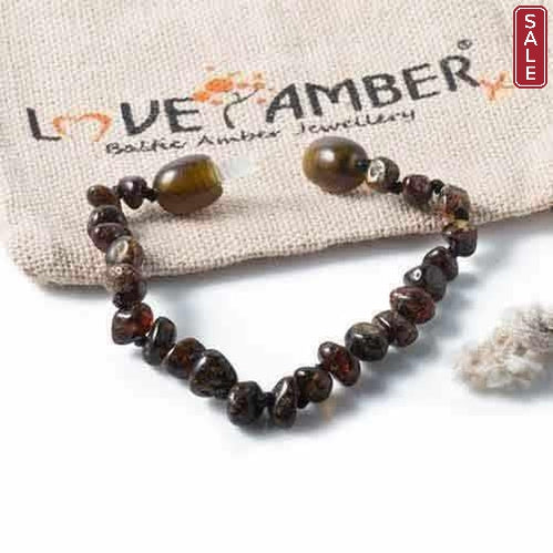 Child Polished Green Baltic Amber Anklet Bracelet