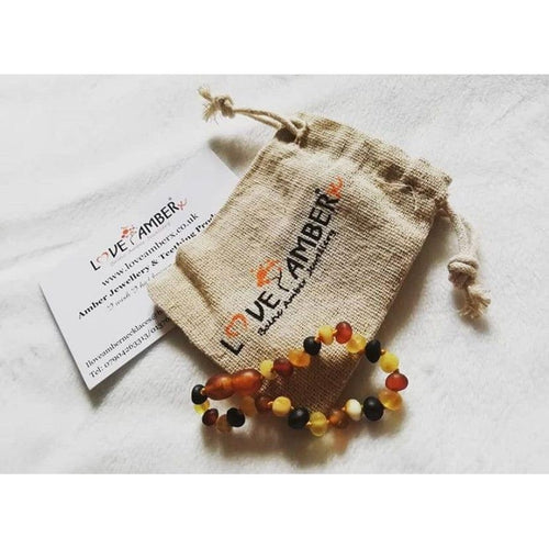 Child Shingle Raw Mixed Baltic Amber Anklet