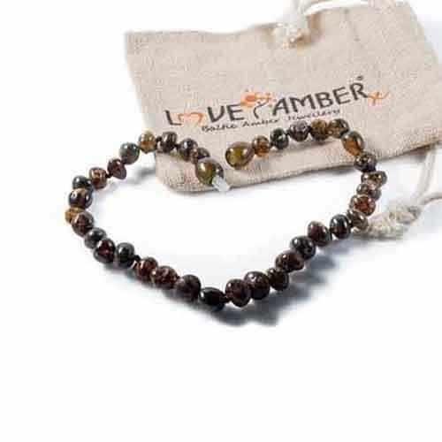 Child's Polished Green Baltic Amber Bead Necklace